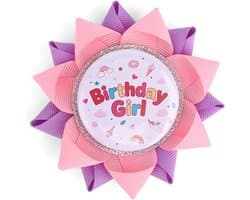 Verjaardag Meisje Knop, Eenhoorn Thema Gefeliciteerd Pin Badge Roze Paars Corsage Schattige Broche voor Meisjes Cadeaus Feest Decoraties