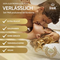 AMOR Premium Condooms, Met extra dunne of dikke wanddikte, Kleur Goud, 100 stuks, Ø 53 mm — thumbnail 4