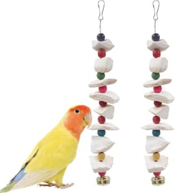 Dnoifne 2pcs Bird Toys with Cut Bone - Parakeet Cage Accessories with Beak Grinding Stone - ShopVlot — thumbnail 1