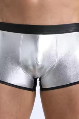Grijze synthetisch leren heren boxer shorts comfortabel ondergoed in maat XS S M L XL — thumbnail 1