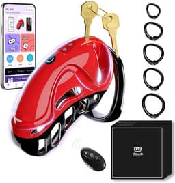 DOWO® - Vibrerende Kuisheidskooi - Peniskooi - 10 Vibratiestanden - Kuisheidskooi voor Mannen - Chastity cage - ABS - 5 Maten - Met App & Afstandsbediening — thumbnail 1