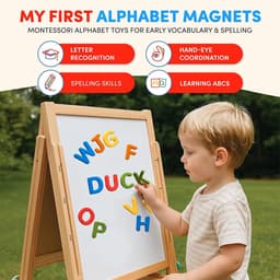 Magnetische letters, 26 Uppercase ABC koelkastmagneten voor peuters 1-3 en kinderen, babyleerontspanner, speelgoedset, preschool verjaardagscadeaus voor jongens en meisjes — thumbnail 2