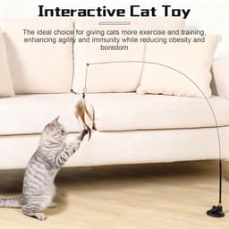 8-delig verenspeelgoed met klokken voor katten indoor kattenspeelgoedset, veer kat teaser toverstaf interactief kattenspeelgoed, oefenspeelgoed voor kittens of volwassen — thumbnail 5