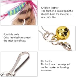 Feather Toy-navullingen - 10st Natuurlijke Veer Vervangende Teasers Om Het Jachtinstinct Van Uw Kat Aan Te Wakkeren — thumbnail 2