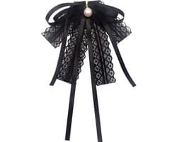 kanten vlinderdasbroche voor meisjes en vrouwen, modieuze kraagbroche vooraf vastgebonden halsband shirt corsage halsband vrouwen accessoire halsbanden parel vlinderdasbroche speld