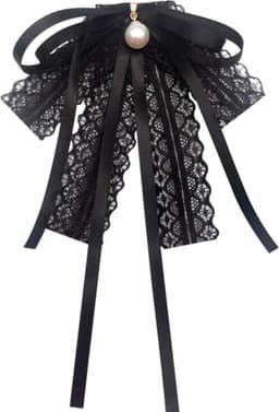 kanten vlinderdasbroche voor meisjes en vrouwen, modieuze kraagbroche vooraf vastgebonden halsband shirt corsage halsband vrouwen accessoire halsbanden parel vlinderdasbroche speld — thumbnail 1