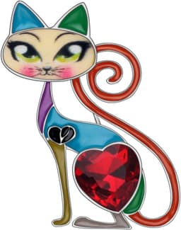 Bloemen kat emaille broche voor dames — thumbnail 1