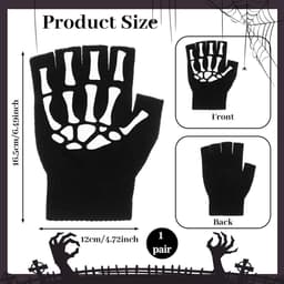 1 Paar Halloween Schedel Bone Hand Handschoenen Skelet Vingerloze Handschoenen Voor Mannen Vrouwen Kids Bone Handschoen Unisex Punk Goth Accessoires In Het Donker Halloween Kostuum Emo — thumbnail 2