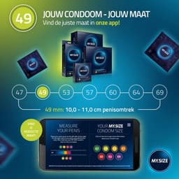 MY.SIZE Classic condooms maat 2 | 49 mm breedte | 100 stuks maxiverpakking | extra dun | gevoelsecht flinterdun | dunne 0,07 mm wanddikte — thumbnail 4