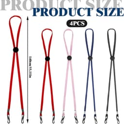 4 stuks handschoenhouders en mutsband, verstelbaar, nylon touw, anti-verlies, wantenclips, voor kinderen en volwassenen, winddichte mutsband voor skiën, outdoor, zwart, rood, roze, blauw — thumbnail 4