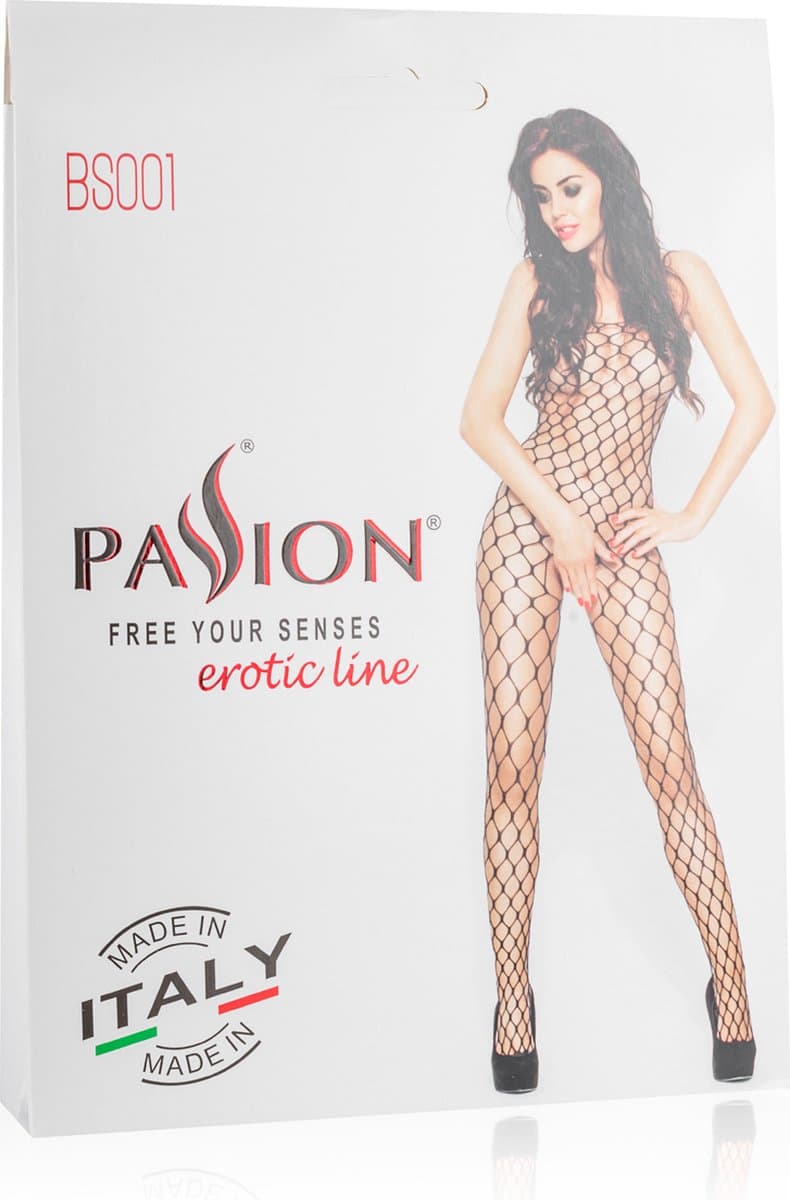 Net bodystocking met grote gaten - Zwart — afbeelding 1