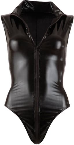 Cottelli Collection – Sexy Body met Verfijnde Wetlook met Korte Mouwen en Dubbele Rits voor Pure Seductie – Maat L – Zwart — thumbnail 13