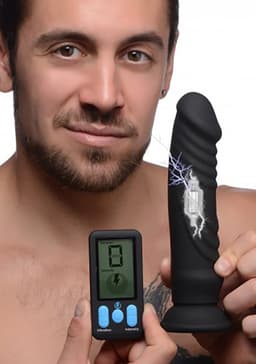 XR Brands - Vibrating and E-Stim Silicone Dildo + Remote Control — thumbnail 1