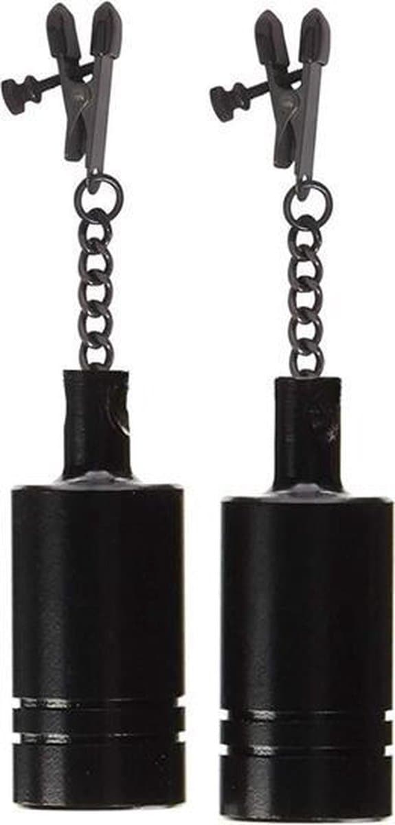 Black Label - Alligator Tepelklemmen met Gewichten - Zwart — afbeelding 1