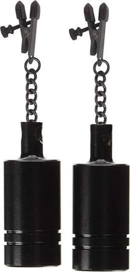 Black Label - Alligator Tepelklemmen met Gewichten - Zwart — thumbnail 1
