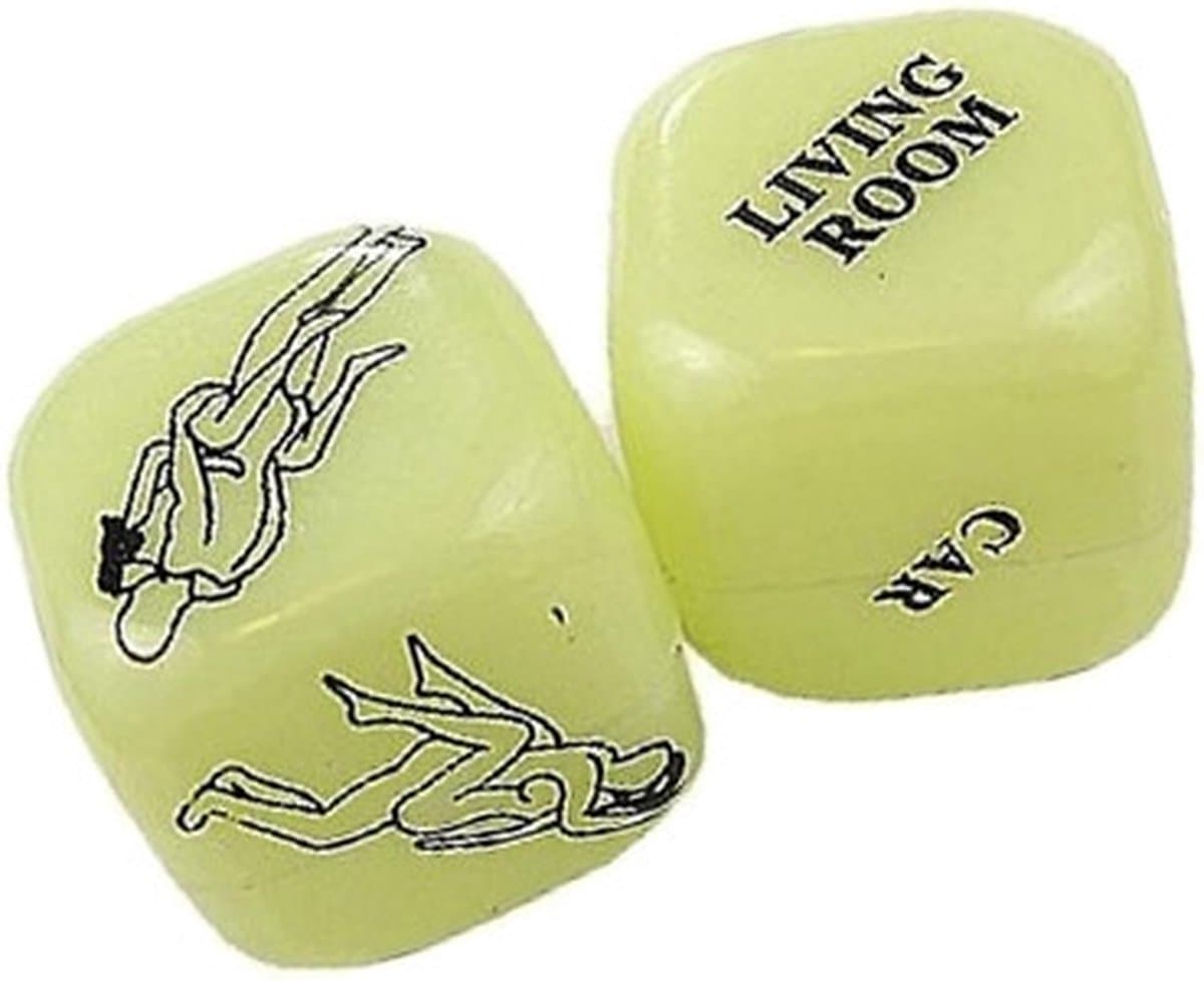Sex dobbelstenen spel 2 stuks (glow in the dark) — afbeelding 1
