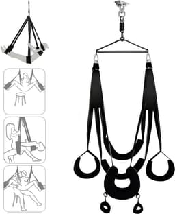 Sex Schommel - Sex Swing Extra Stevig – Seksschommel Met Extra Brede Kussens – Seksspeeltjes voor Koppel – Seks Schommel BDSM – Erotiek Toys - Sex Sling – Love Swing – Discreet Verpakt – Zwart — thumbnail 1