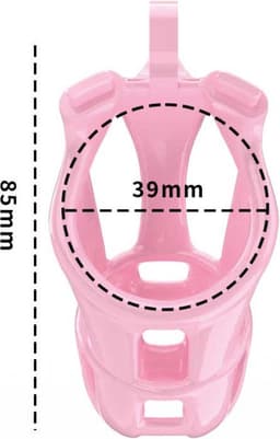 Peniskooi Roze - Cock cage - Chastity Cage - Kunststof Peniskooi - Kuisheidskooi voor Mannen - Peniskooi met 5 Maten Penisringen - Peniskooi Roze Maat S - Ø3.9 x 8.5 cm — thumbnail 3