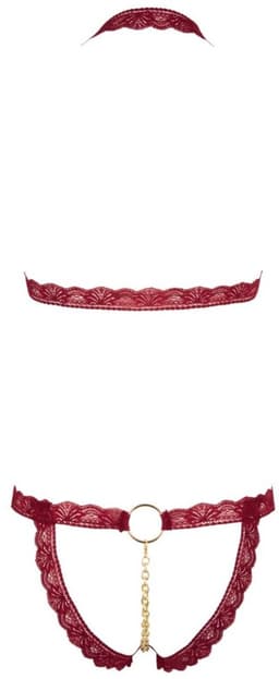 Cottelli Collection – Open Lingerie Set met BH en String Kanten Uitstraling  – Maat S/M – Rood — thumbnail 3