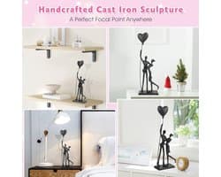 Romantisch IJzeren Sculptuur Paar - Handgemaakt Metalen Standbeeld voor Liefde en Huwelijksgeschenken