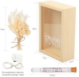 Premium geschenkdoos voor bruidspaar met natuurlijke materialen en led-lichtjes — thumbnail 5