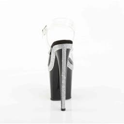 Pleaser - FLAMINGO808MLS Sandaal met enkelband, Paaldans schoenen - US 7 - 37 Shoes - Zwart/Transparant — thumbnail 5