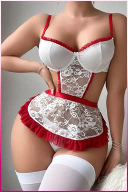 Purple-Daisy Sexy Lingerie Set- exotische kostuum uniformes- rollenspel- body pleasure PDS0023-W - Maat 80B - WIT — thumbnail 1