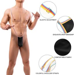 V-hals verstelbare jarretels mankini voor heren feestkostuum — thumbnail 2