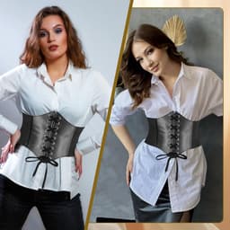 Elastische Corset Riem Zwart voor Dames - Taille Cincher met Veterdetail — thumbnail 5
