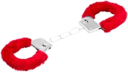EIS, metalen handboeien, voor bondage, met roode pluche, incl. twee sleutels — thumbnail 3