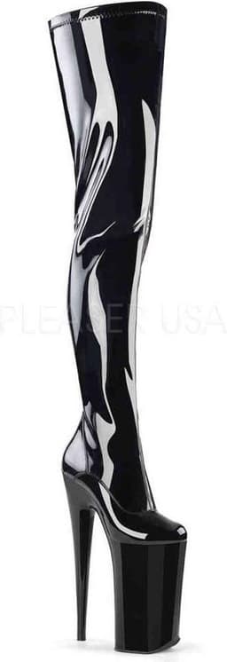 Pleaser - BEYOND-4000 Plateau Overknee Laarzen - Paaldans schoenen - 38 Shoes - Zwart — thumbnail 1