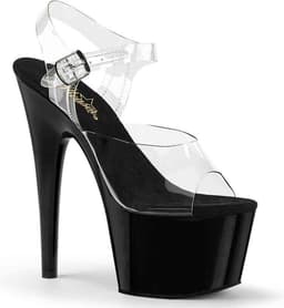 Pleaser - ADORE-708 Sandaal met enkelband, Paaldans schoenen - Paaldans schoenen - 38 Shoes - Zwart/Transparant — thumbnail 1