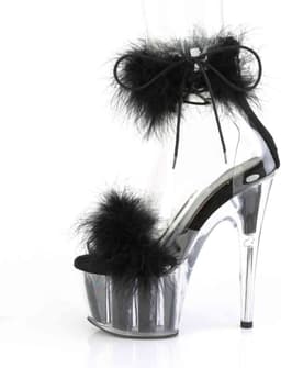 Pleaser - ADORE724F Sandaal met enkelband, Paaldans schoenen - Paaldans schoenen - 45 Shoes - Zwart/Transparant — thumbnail 3