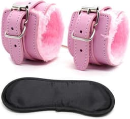 New Age Devi - Erotische Lederen SM Bondage Sex Oogmasker Met Handboeien Blinddoek BDSM Party Vrouwen Masquerade Oog Maskers Speeltjes Voor Volwassenen Roze — thumbnail 1