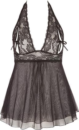 Cottelli Plus Size –  Nacht Jurk Babydoll Variant Leukste Cadeau in het Donker voor Partner – Maat 2XL – Zwart — thumbnail 4