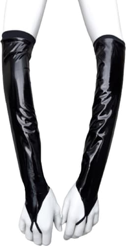 Handschoenen van Datex (Mix latex en stof ) S/M Sexy glimmend kinky fetish accessoire — thumbnail 2
