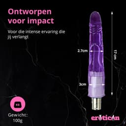 Eroticon Dildo - Paars - 17 CM - Ribbels - Opzetstuk Seksmachine - Accessoire - 3XLR opzetstuk — thumbnail 2