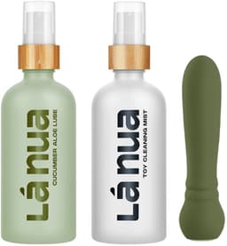 Lá Nua - Ontspannende Cadeau set met glijmiddel 100ml, vibrator en toy cleaner 100ml in reistas Cucumber aloe — thumbnail 7