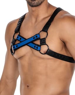 Cut4Men - Borst Harnas - Tuigje - 4WAY - Blauw/Zwart — thumbnail 1