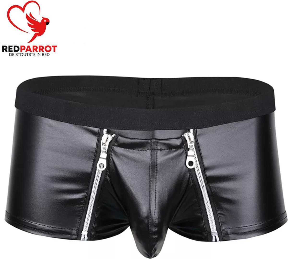 Latex Wetlook Herenboxer met rits - PU Leder - Voor hem - Kruisloos - Herenmode - Boxershort - Intieme kleding - Erotische Lingerie — afbeelding 1