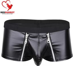 Latex Wetlook Herenboxer met rits - PU Leder - Voor hem - Kruisloos - Herenmode - Boxershort - Intieme kleding - Erotische Lingerie — thumbnail 1