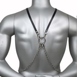 Heren Borst Harnas - Punk Harnas - Clubwear - Verstelbaar - 15 x 10 x 5 cm - Zwart — thumbnail 2