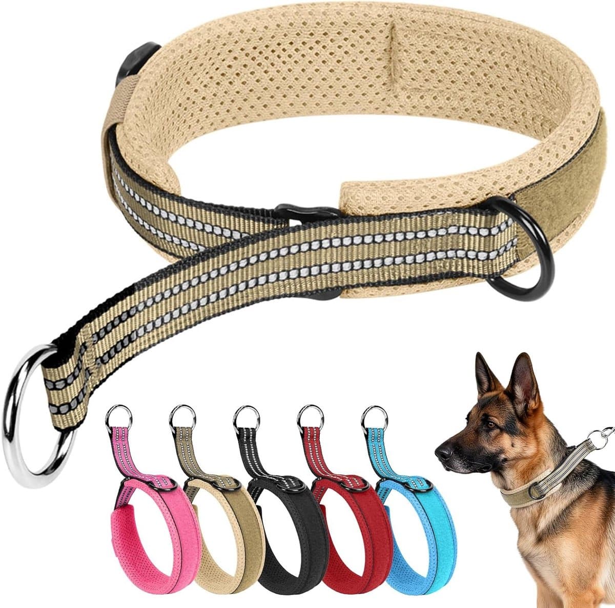 Verstelbare Martingale Halsband voor Honden - Khaki - Geschikt voor Middelgrote Rassen — afbeelding 1