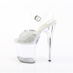 Pleaser - FLAMINGO808PREMRSN Sandaal met enkelband, Paaldans schoenen - US 7 - 37 Shoes - Transparant/Zilverkleurig — thumbnail 3