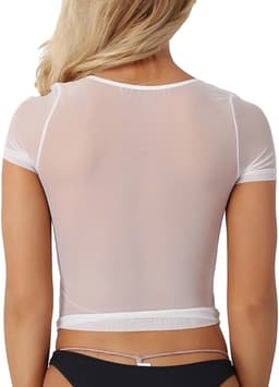 Sexy Dames T-Shirt met Korte Mouwen, Transparant en Slank Fit voor Zomer, Perfect voor Bikini en Casual Outfits — thumbnail 4