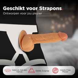 Rosebay Realistische Dildo 21 cm - Zachte Siliconen Dildo met Zuignap & Balzak - Dildo voor Mannen en Vrouwen - Wit — thumbnail 5