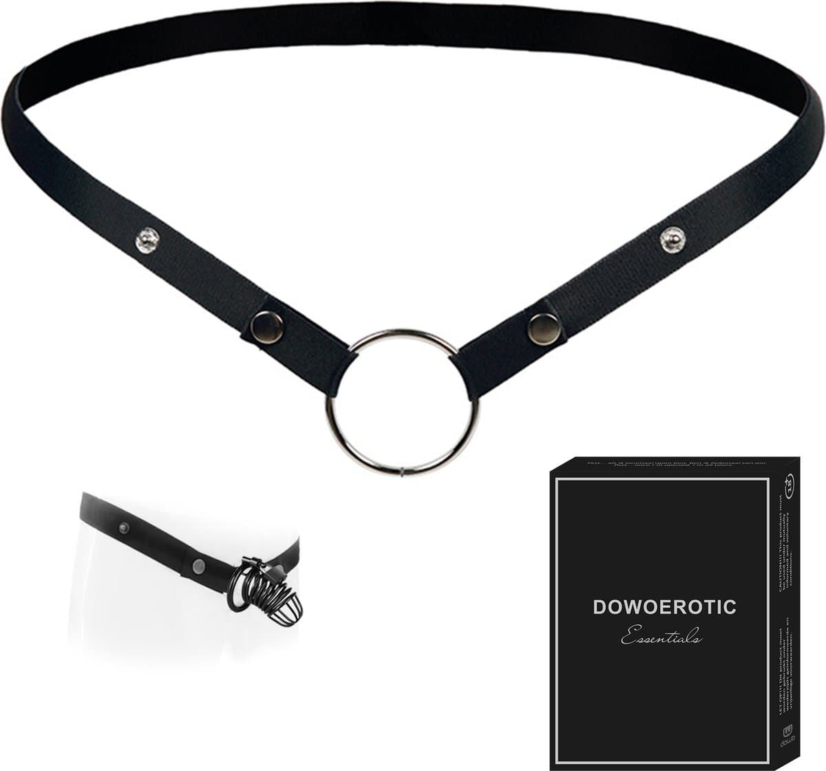 DOWO® - Chastity Cage Waist Strap - Kuisheids Riem - Belt voor Peniskooi - Zwart — afbeelding 1