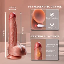 360° Realistische Vibrerende Dildo met Verwarming & Zuignap – Stotende Dildo met Afstandsbediening – Sex Toy voor Vrouwen – Waterdicht & Oplaadbaar – stoten en draaiende dildo - Voor Vrouwen - stellen - mannen — thumbnail 3