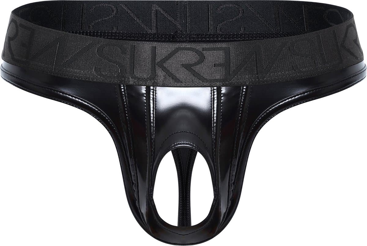SUKREW Wet Look U-Style Classic Thong - MAAT S - Erotisch Heren Ondergoed - String voor Man - Sexy mannen String — afbeelding 1