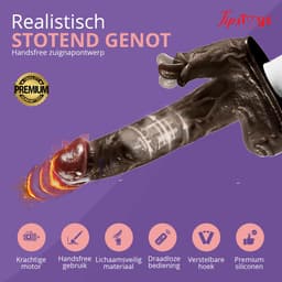 TipsToys® 5-in-1 Multifunctionele Dildo - Vibrator met Afstandsbediening Likkend, Verwarmend, Vibrerend, Thrusting en Handsfree - Bruin — thumbnail 2